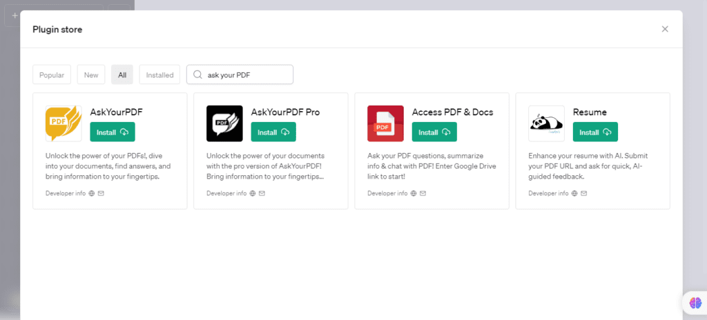 ask your PDF in ChatGPT